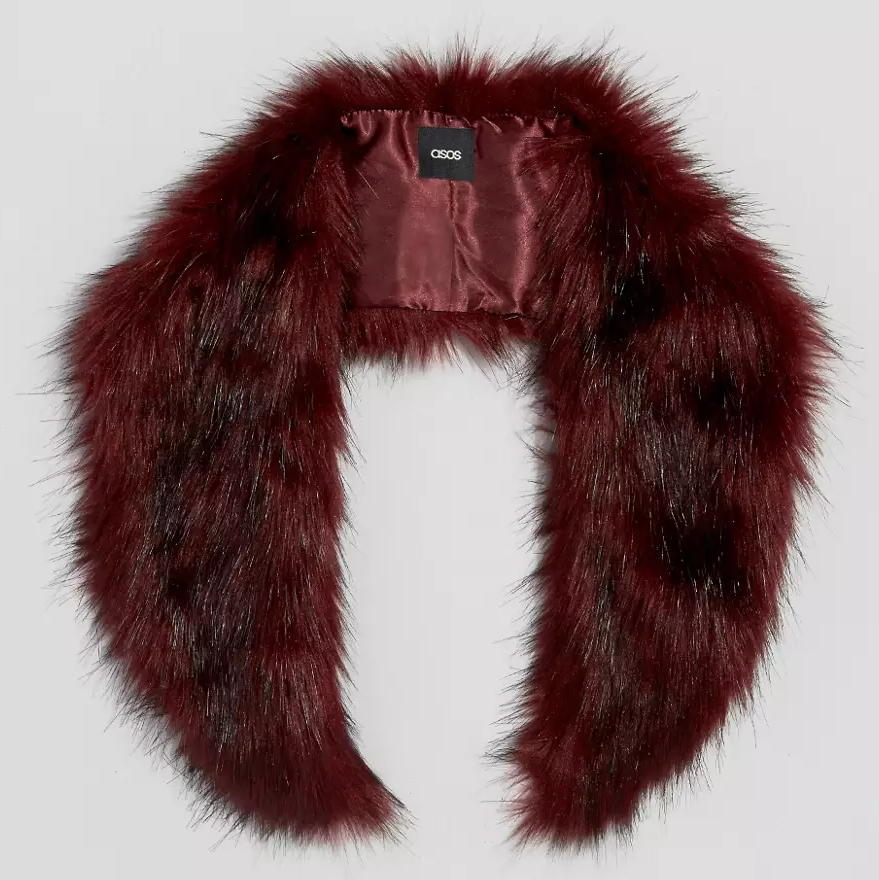 ASOS Faux Fur Collar in Burgundy - Kate Middleton Scarfs - Kate's
