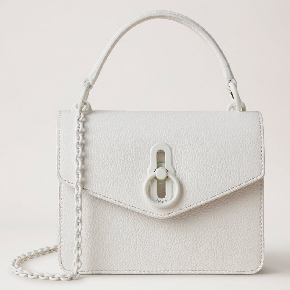 Mulberry Small Amberley Crossbody Bag in White Grain Leather