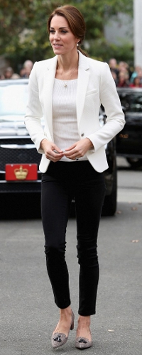 Zara White Waffle Blazer as seen on Kate Middleton, The Duchess of Cambridge.