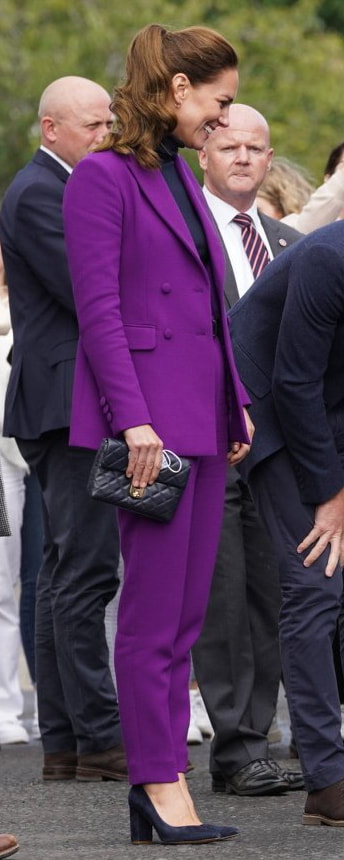 Emilia Wickstead Dida Blazer in Purple as seen on Kate Middleton, the Duchess of Cambridge.