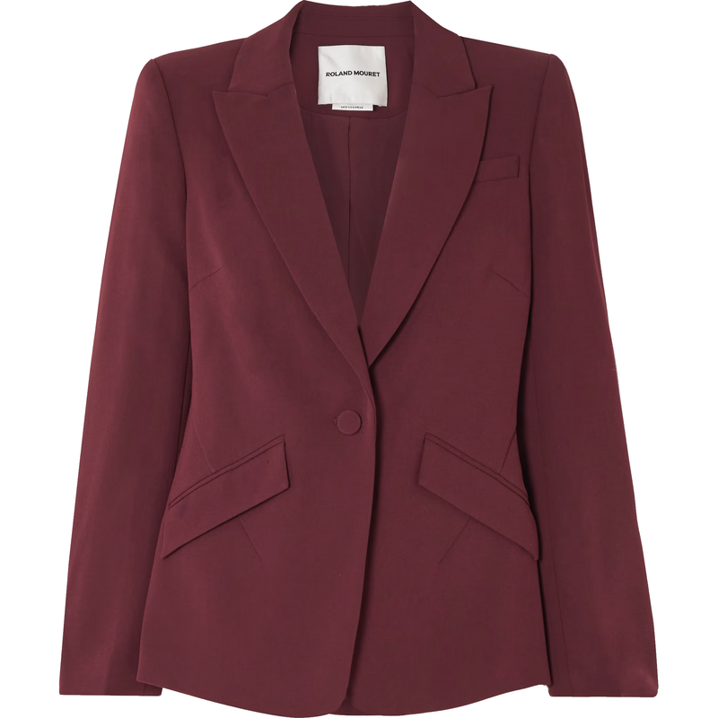 Roland Mouret Single-Breasted Stretch-Cady Blazer in Maroon