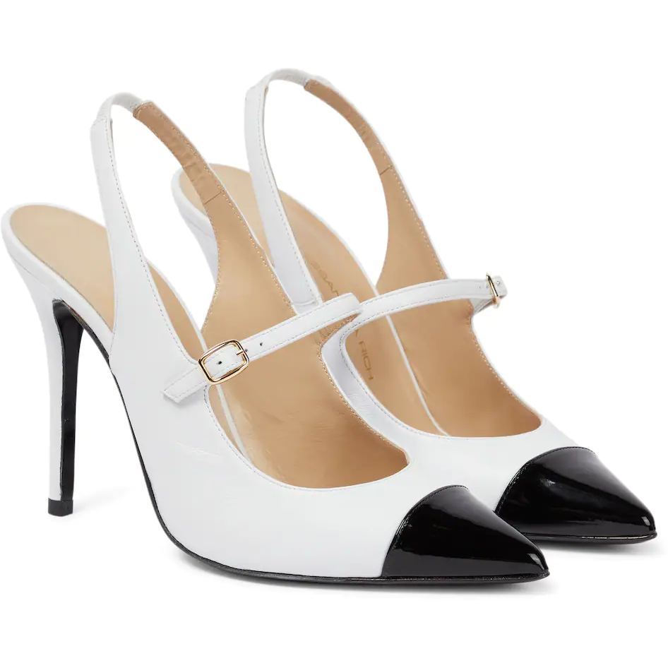 Alessandra Rich Fab Two-Tone Pumps in White/Black