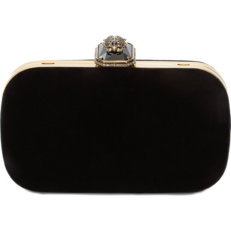 Black Elegant Rhinestone Embellished Velvet Clutch Bag | Azazie