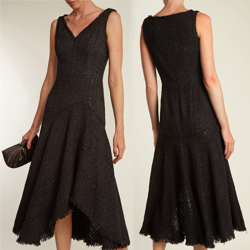 Alexander McQueen Black Tweed Asymmetric Frayed Dress
