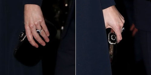 Duchess Kate carries Alexander McQueen black velvet crystal-embellished clutch
