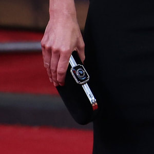 Kate carried her he carried her Alexander McQueen Crystal Embellished Box Clutch in black velvet
