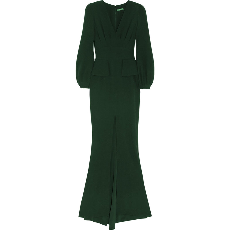 Alexander McQueen Green silk-crepe bell-sleeve gown