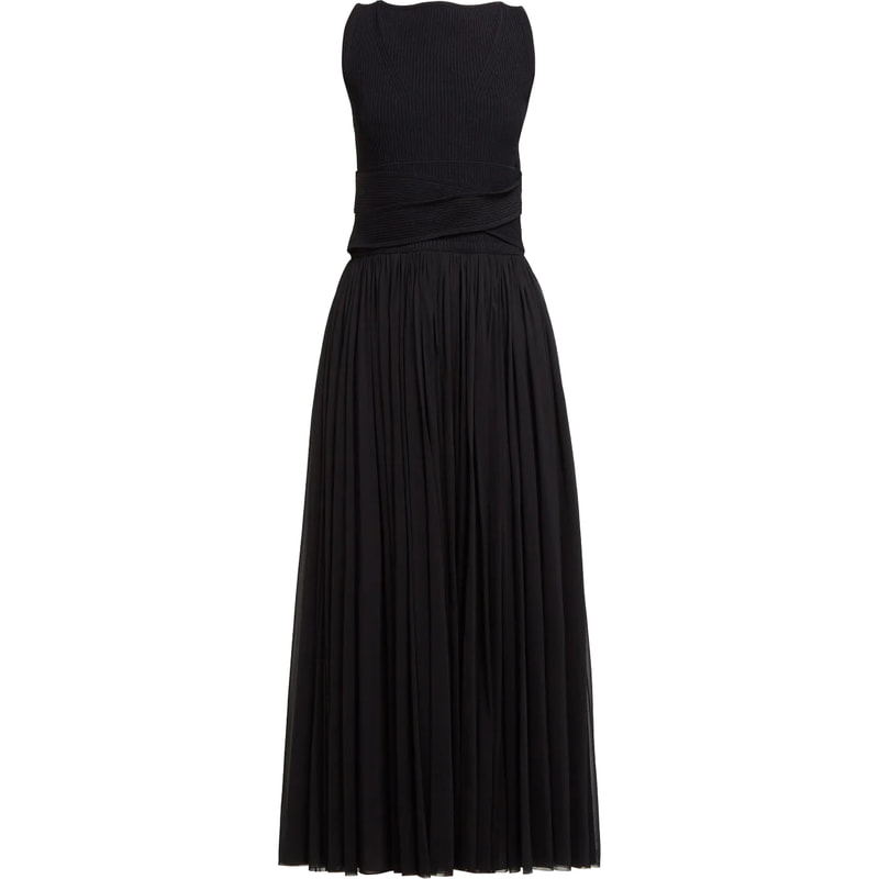 Alexander McQueen Long Pleated Skirt Dress in Black