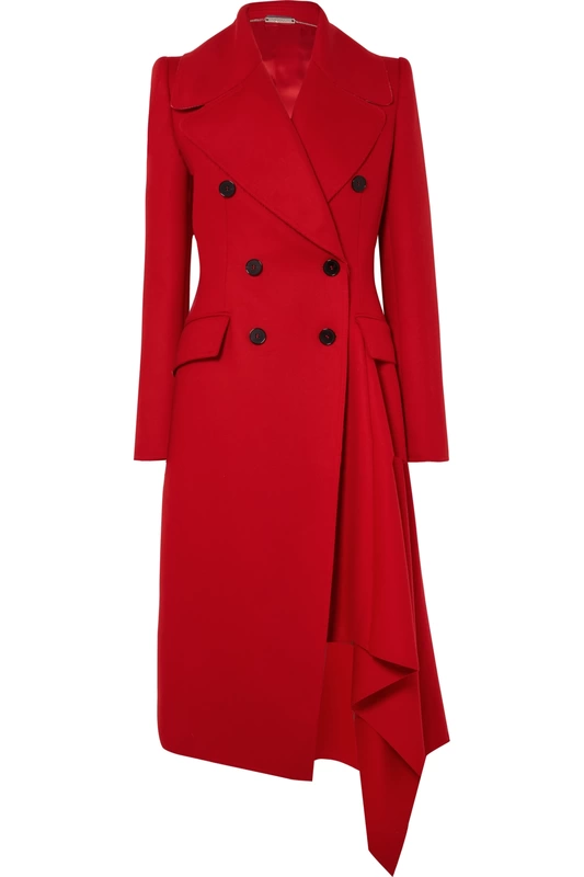 ALEXANDER MCQUEEN Red Double-breasted asymmetric coat