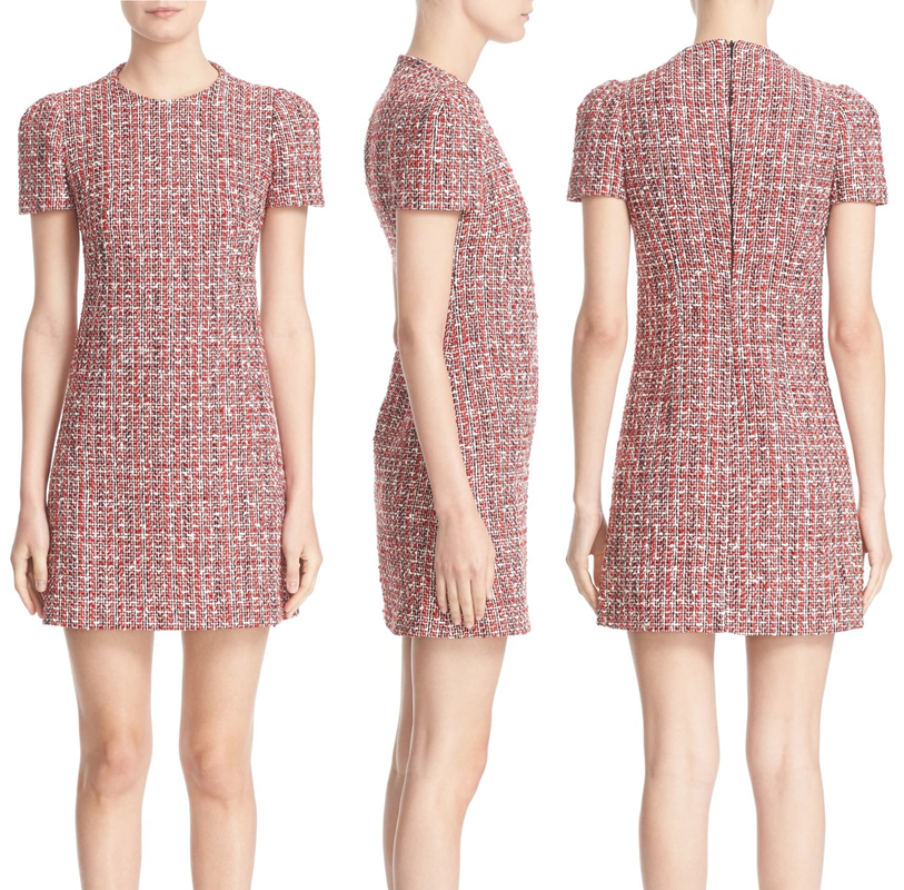 Alexander McQueen Red, White and Black Tweed Shift Dress