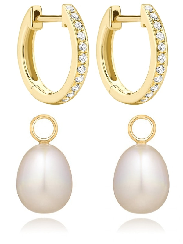 Annoushka Pearl and Kiki Diamond Hoop Earrings
