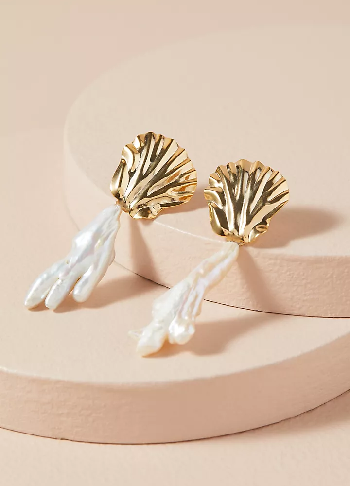 Coral Shell Drop Earrings by Anthropologie