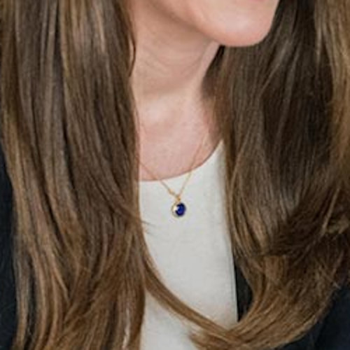 Duchess Kate wears Astley Clarke Round Stilla Lapis Lazuli Pendant Necklace