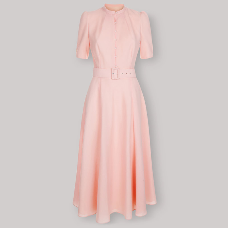 Beulah London 'Ahana' Blush Pink Crepe Midi Dress