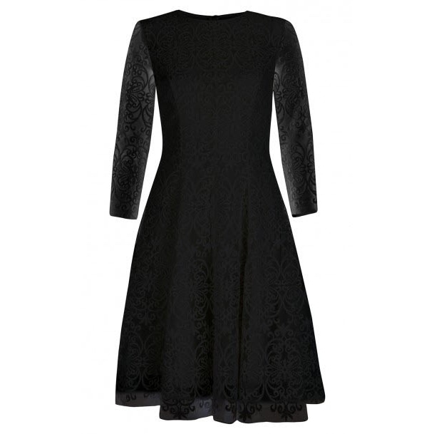 Beulah London Amara black fit and flare lace dress