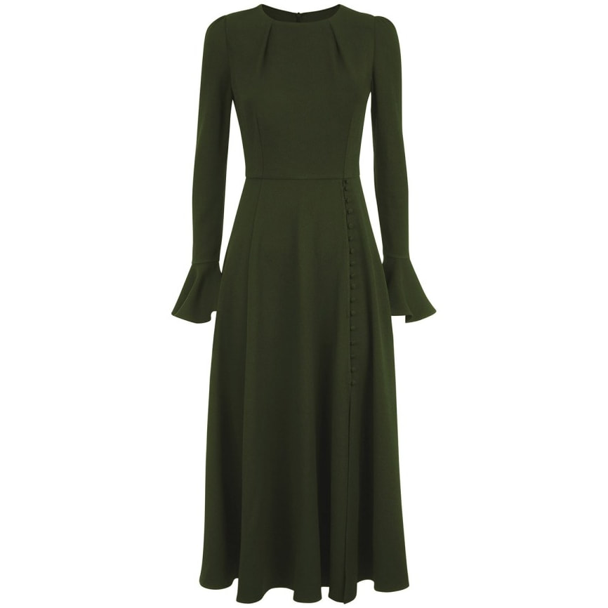 Beulah London 'Yahvi' Olive Green Midi Dress