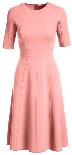 Lela Rose Half-Sleeve Wool Crepe Dress, Pink