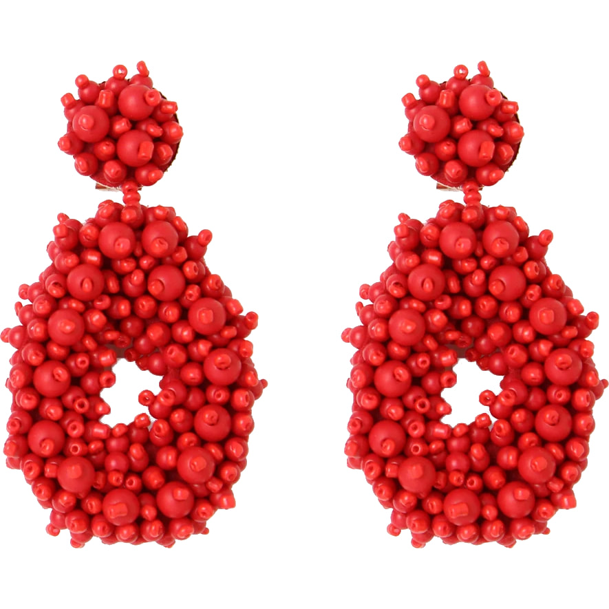 Red Dot Bead Earrings