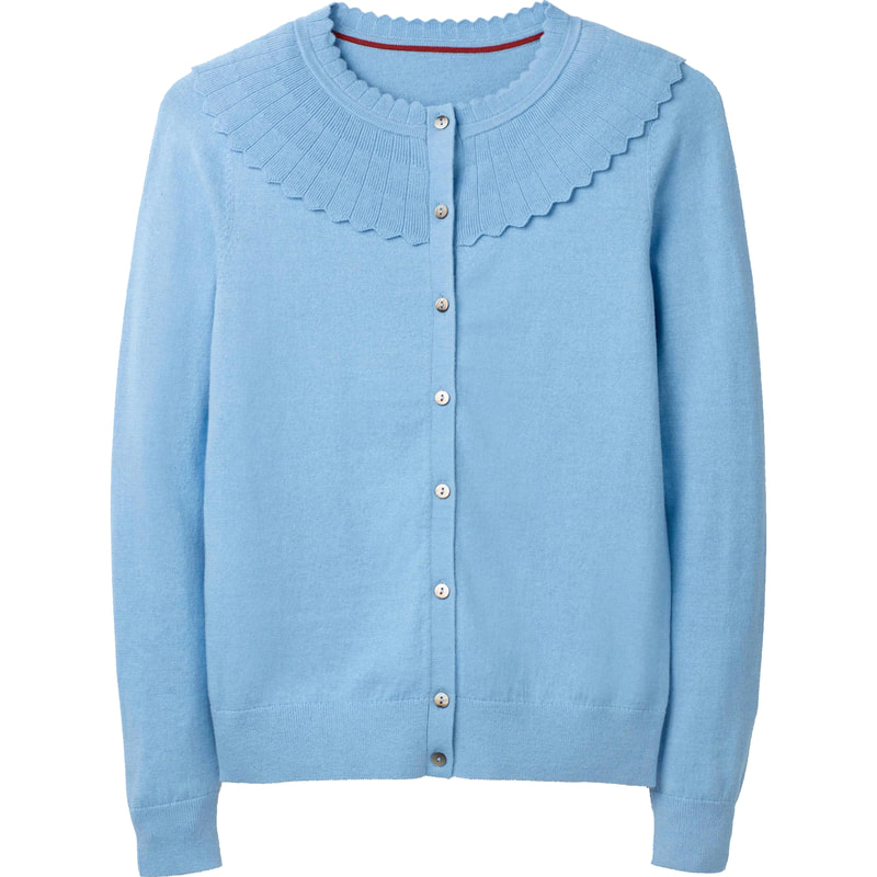 Boden 'Abercorn' Scallop Cardigan in Frosted Blue