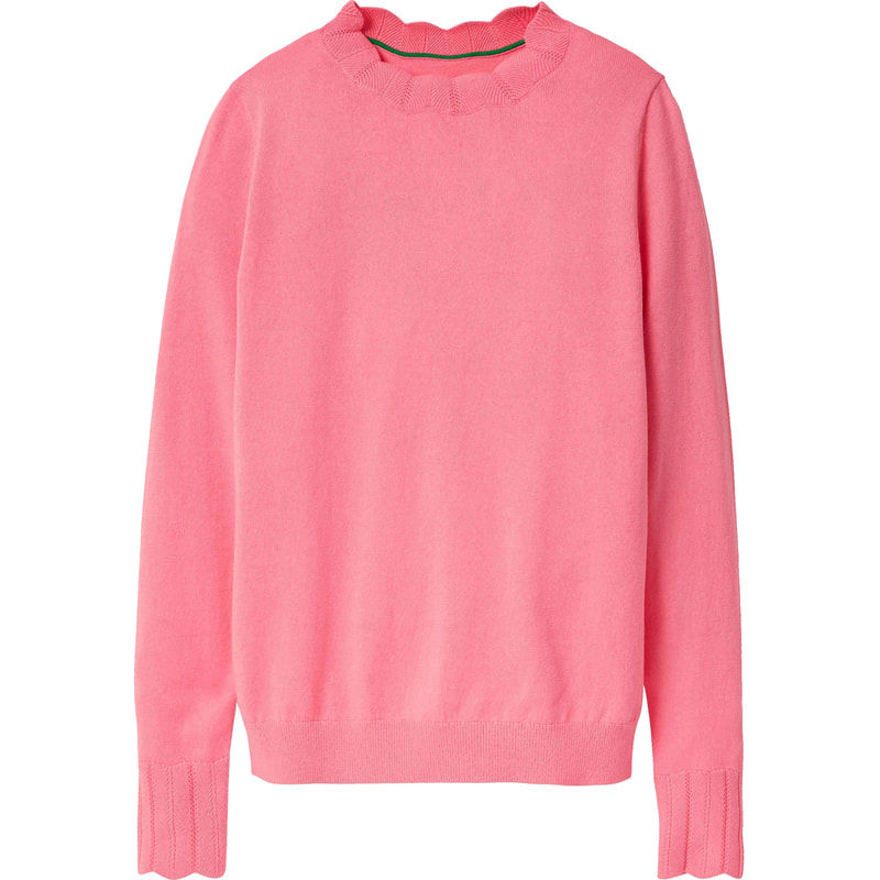 Boden Hambleden Scallop Sweater in Azalea Pink