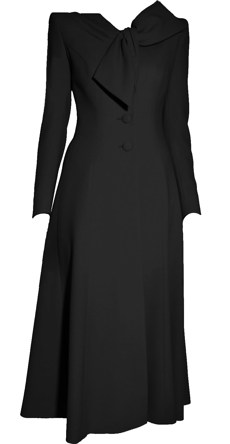 black Catherine Walker 'Beau Tie' Wool Coat 