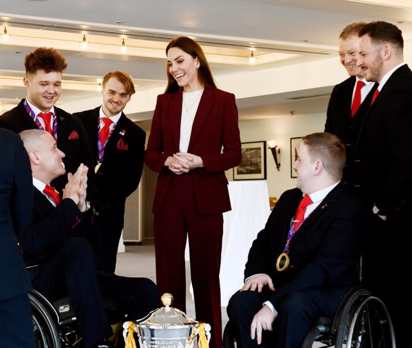 Catherine, Princess of Wales, in her role as Patron of the Rugby Football League attended a reception for the England Wheelchair Rugby League Team at Hampton Court Palace on 19th January 2023