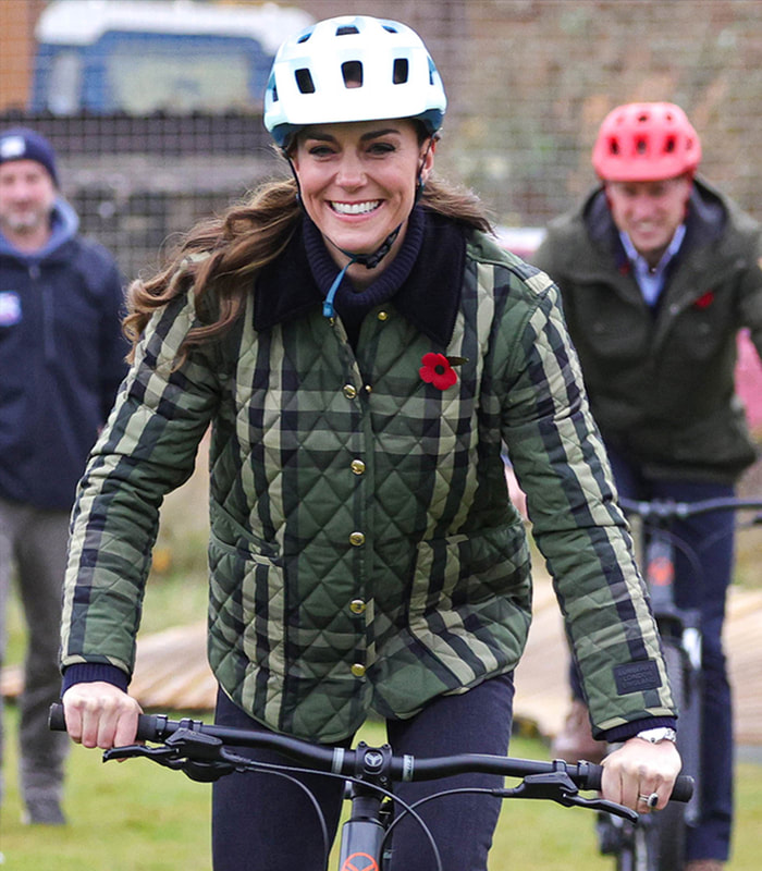 Catherine, Princess of Wales wears Burberry Corduroy Collar Diamond Quilted Jacket in Green