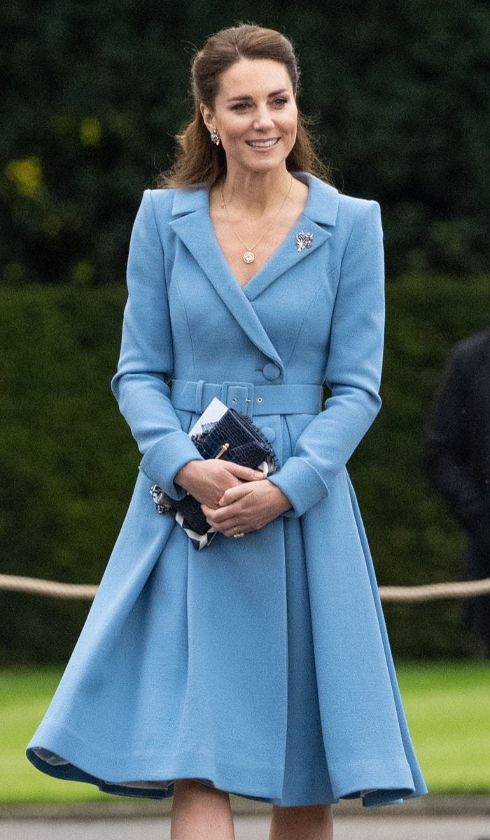Catherine Walker bespoke cornflower blue coatdress