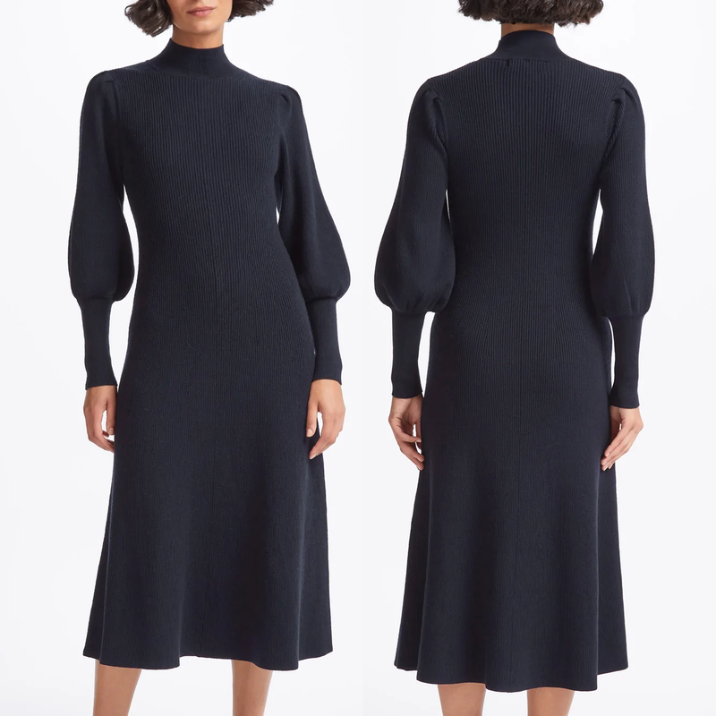 Cefinn 'Eva' Wool Knit Maxi Dress in Navy 