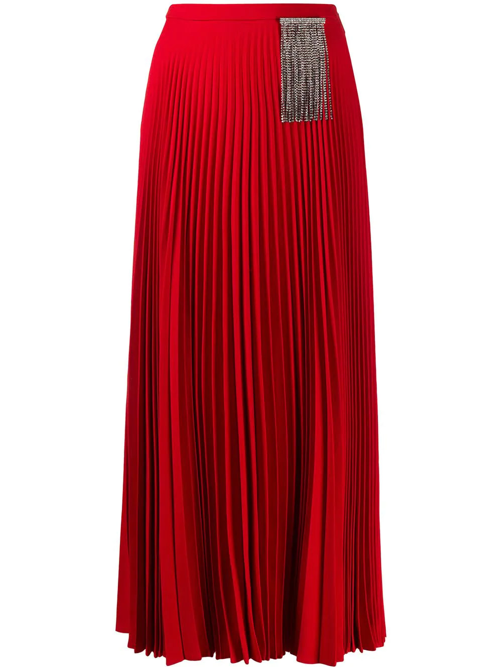 Christopher Kane crystal-embellished pleated skirt in red