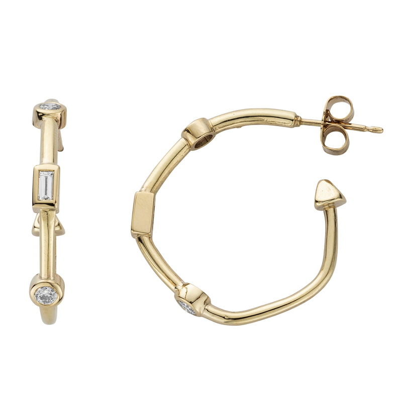 Daniella Draper Gold Diamond Luxury Maxi Cupid Hoop Earrings