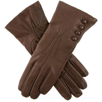 Dents 'Evelyn' Cashmere Lined Leather Gloves in Mocca Brown