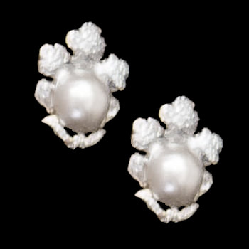 Diamond & Pearl Leaf Earrings