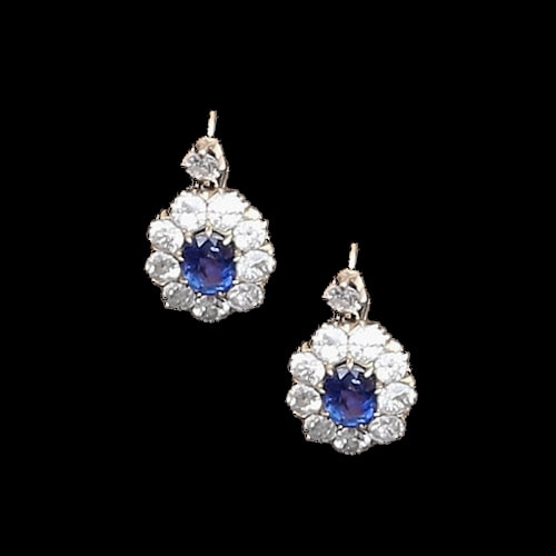Sapphire & Diamond Oval Drop Earrings