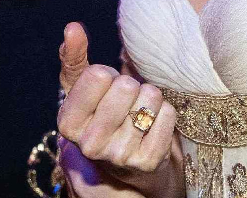 Duchess Kate Middleton wears emerald-cut citrine ring