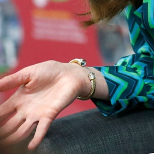 Kate Middleton Duchess of Cambridge wears Maya Torque Aquamarine and Gold Bangle