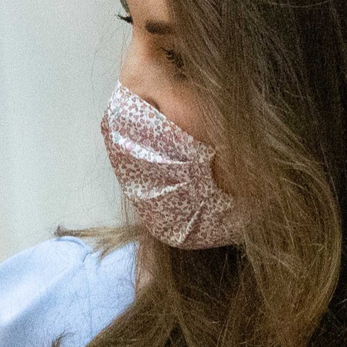 The Duchess of Cambridge wears Amaia reusable cotton face mask in The Duchess Pink Eloise