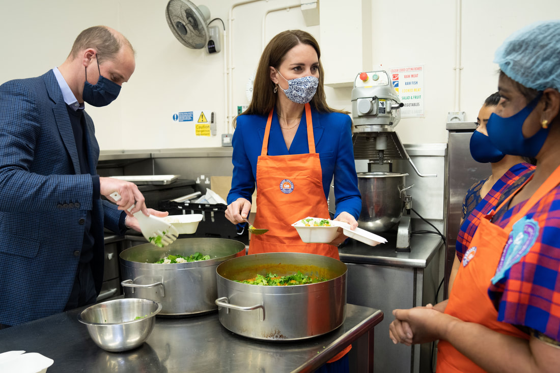 Duke and Duchess of Cambridge cook up a storm with volunteers from Sikh Sanjog to prepare meals to be distributed to vulnerable families across the Edinburgh community on 24 May 2021