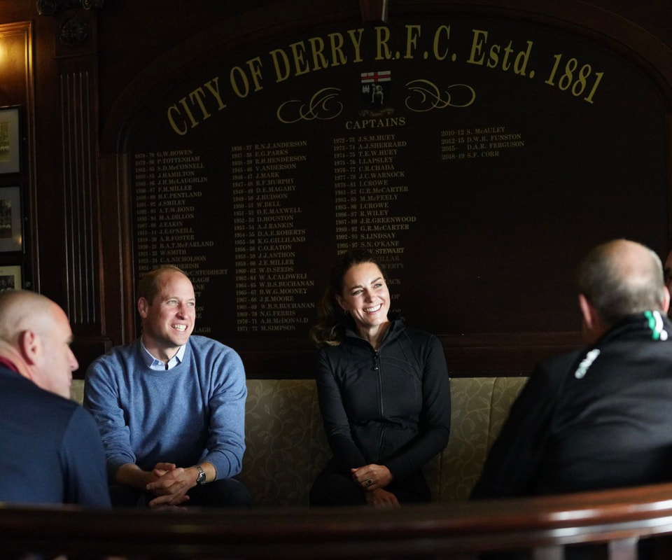 Kate and William later took a tour of the City of Derry Rugby Club to meet players, coaches and volunteers involved in the Sport Uniting Communities initiative.