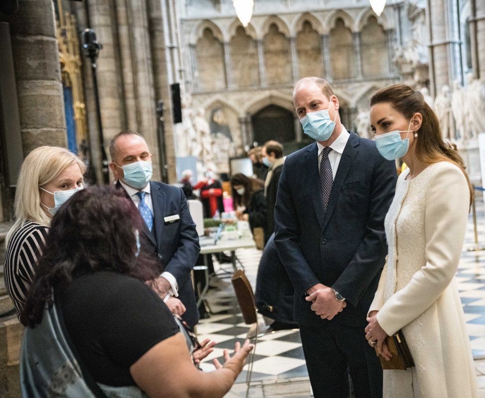 The Duke and Duchess of Cambridge visited the coronavirus vaccination centre at Westminster Abbey on 23 March 2021