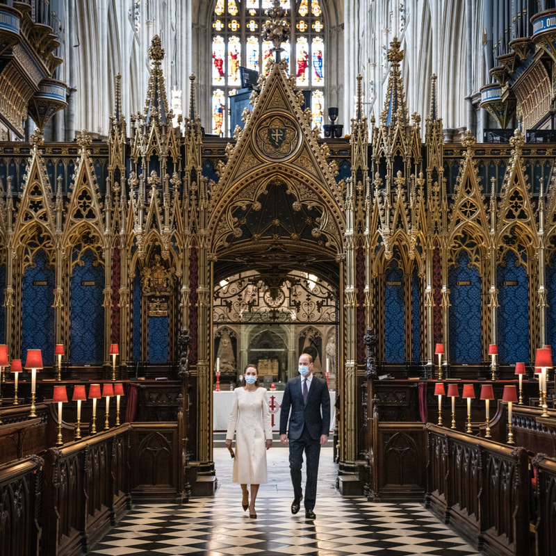 The Duke and Duchess of Cambridge walk through Westminster Abbey ahead of their 10 tear wedding anniversary.