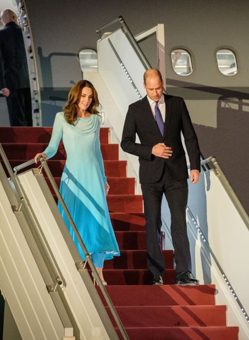 Duke and Duchess of Cambridge arrive at Pakistani Air Force Base Nur Khan, Rawalpindi for royal tour of Pakistan
