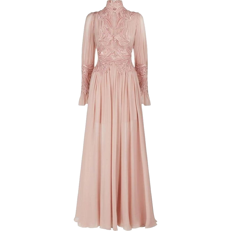 Elie Saab Embroidered Billow Gown in Dusty Pink