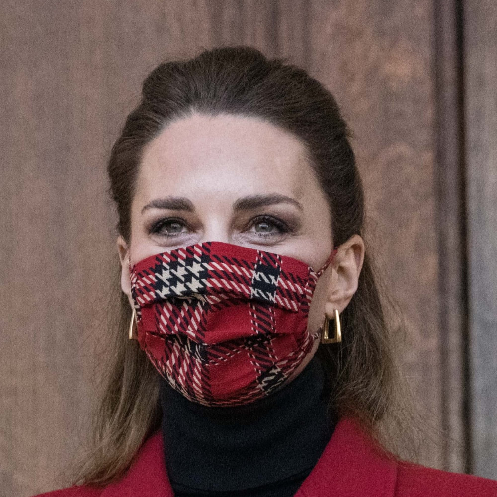 Duchess of Cambridge wears Emilia Wickstead Tartan Face Mask