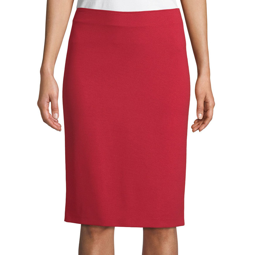 Emporio Armani Red Milano Stretch Jersey Pencil Skirt