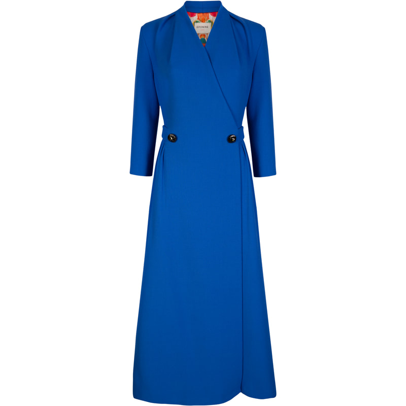 Eponine London SS20 Midi Coat Dress in Cobalt Blue