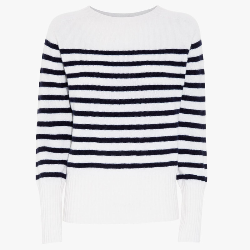 Erdem 'Lotus' Stripe Cashmere Knit Sweater in Black & White