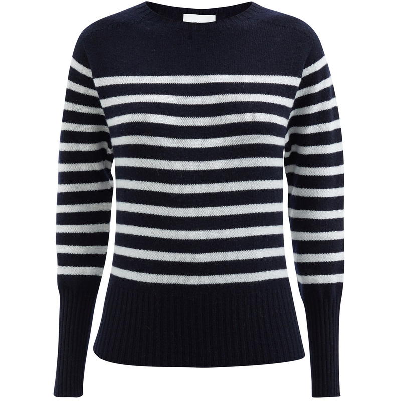 Erdem 'Lotus' Stripe Cashmere Knit Sweater in Black & White