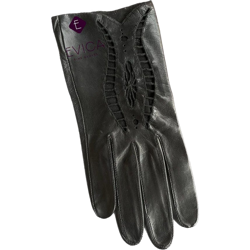 Evica Milovanov Penezić Perforated Leather Gloves in black