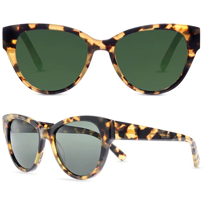 Finlay & Co Henrietta Sunglasses in Light Tortoise with Green Lenses